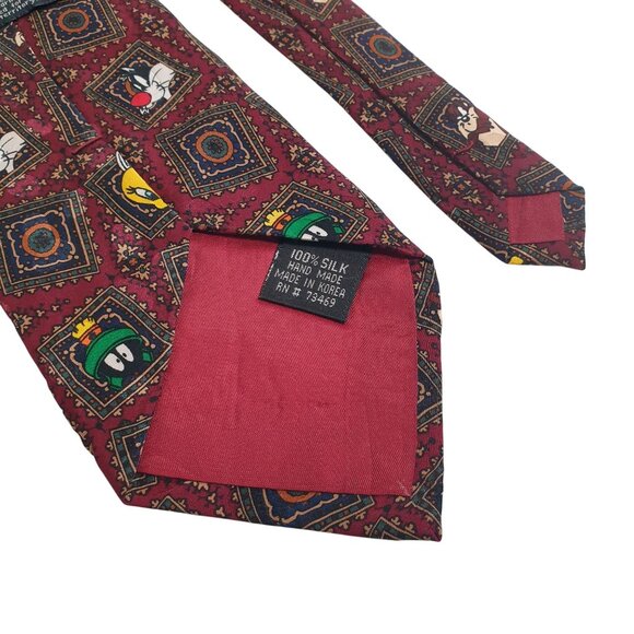 Looney Tunes Warner Bros Silk Tie Sylvester Marvin Daffy Tweety Cartoon Men Gift - Picture 6 of 6